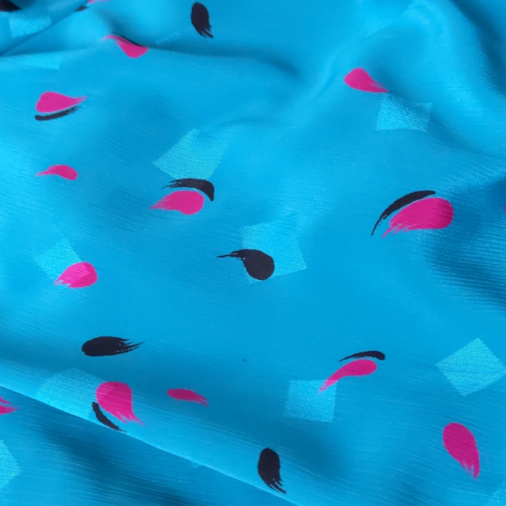 Awesome Retro 80s/90s Teal & Pink Brush Dot Collared Dress, Size 4/6 - Picture 8 of 9